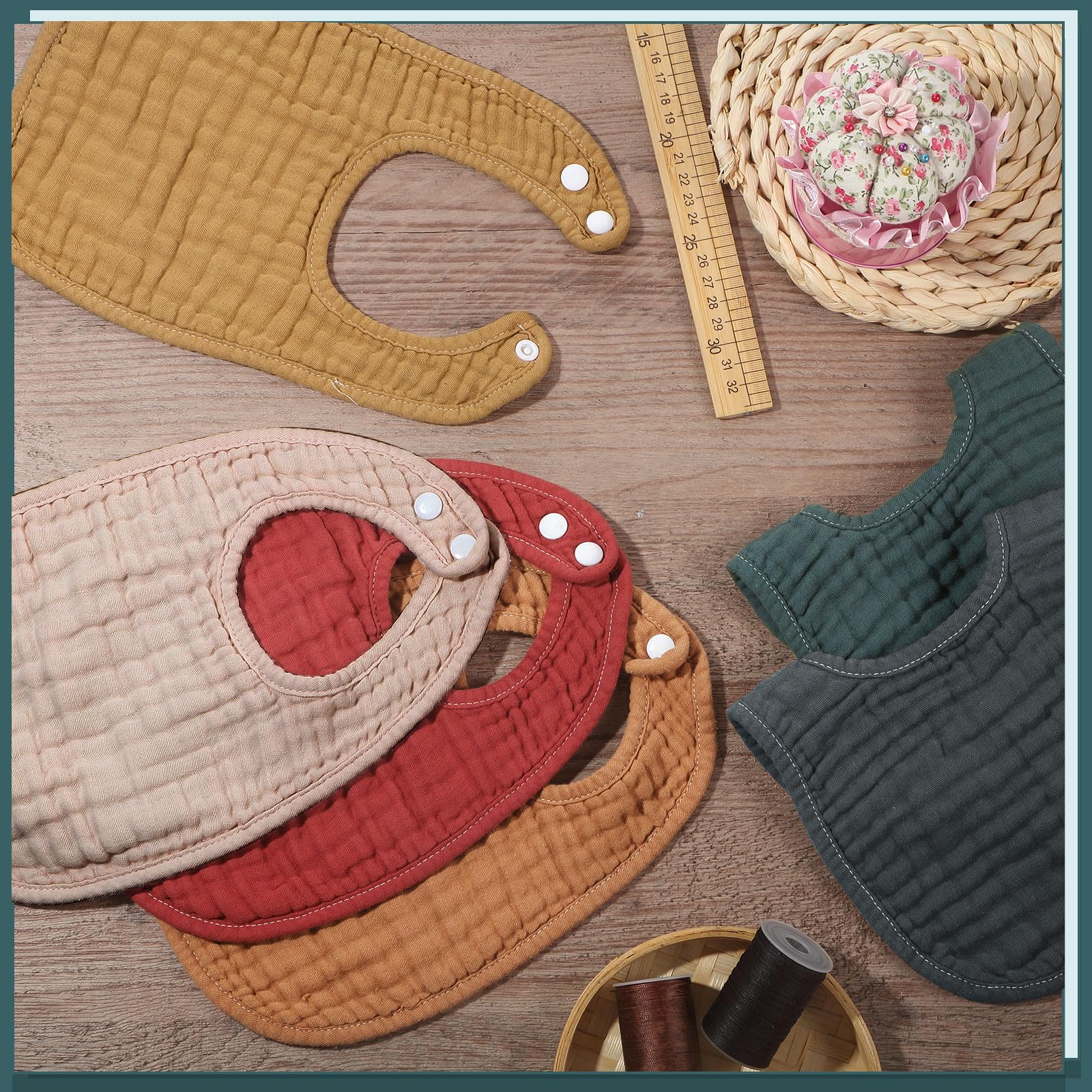 Frienda muslin bibs soft cotton texture highlights gentle touch for sensitive skin.