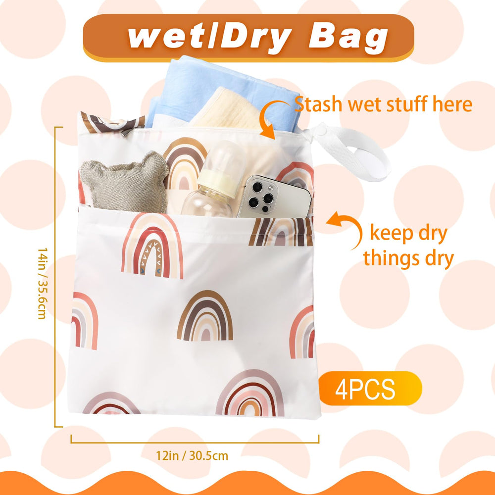 Frienda wet-dry bag with double zippers and handle showing separate wet and dry compartments
