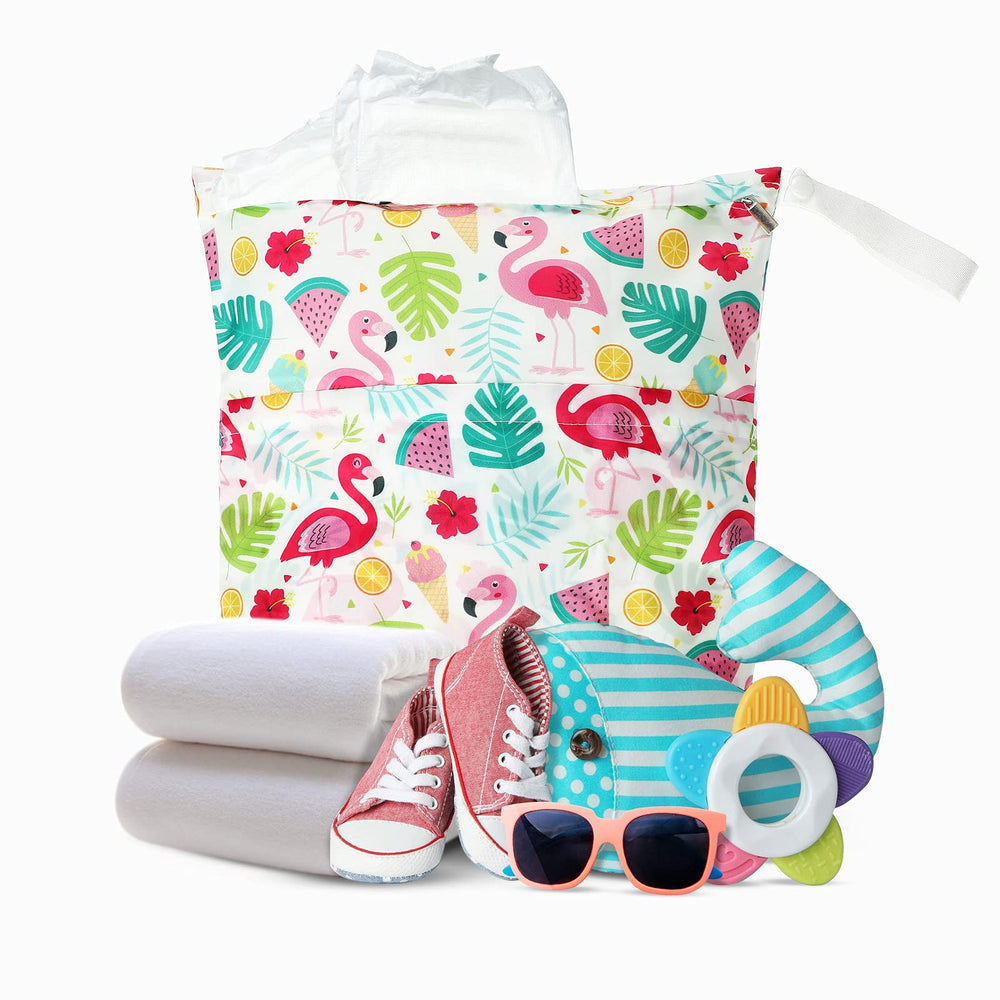 Frienda wet-dry bag supports multi-functional storage from diapers to toiletries.
