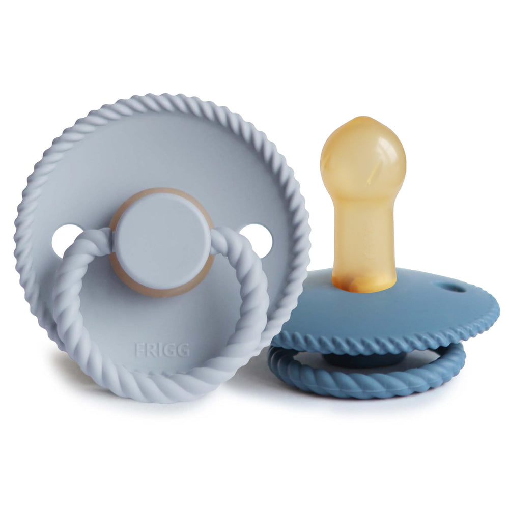 FRIGG rope pacifier Ocean View close-up highlights natural rubber comfort