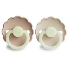 FRIGG Daisy Night croissant-cream pacifier front view showing soothing design.