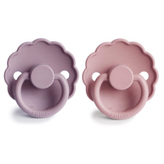 FRIGG Daisy pacifier front view showing compact shield and soft nipple.