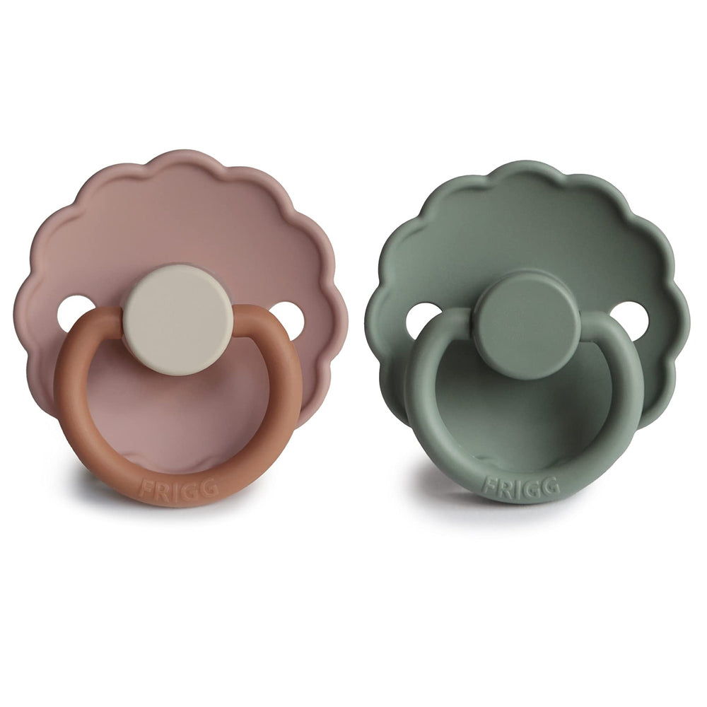 Frigg Daisy SilkySoft front view pacifier with curved shield for skin comfort