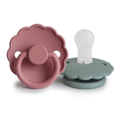 FRIGG Daisy SilkySoft pacifier in dusty rose with gentle silicone for soothing comfort