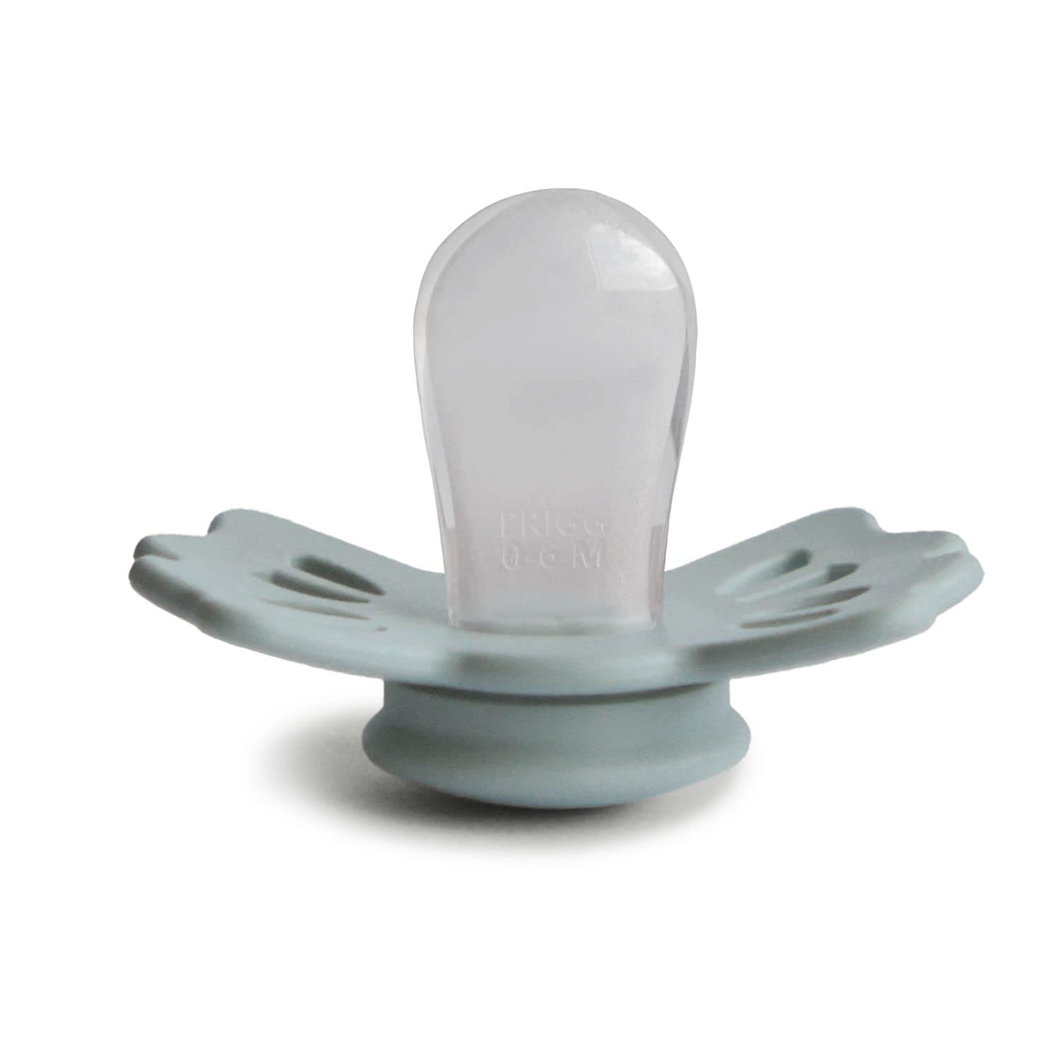 FRIGG Lucky cream/sage colorway on pacifier with soothing look.