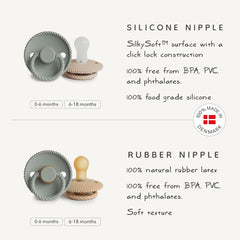 FRIGG nipple closeup displays natural rubber latex nipple for comfort.