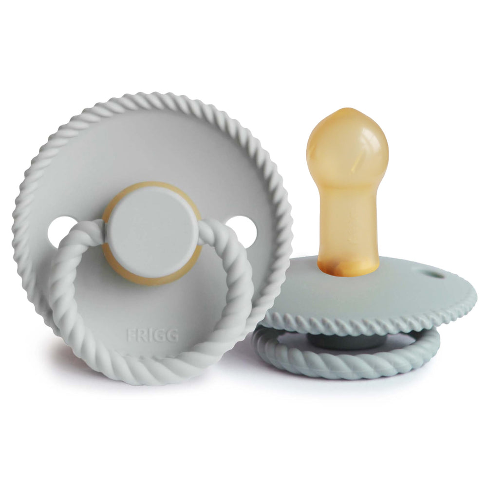 FRIGG rope natural rubber pacifier front view for gentle comfort and Danish design.