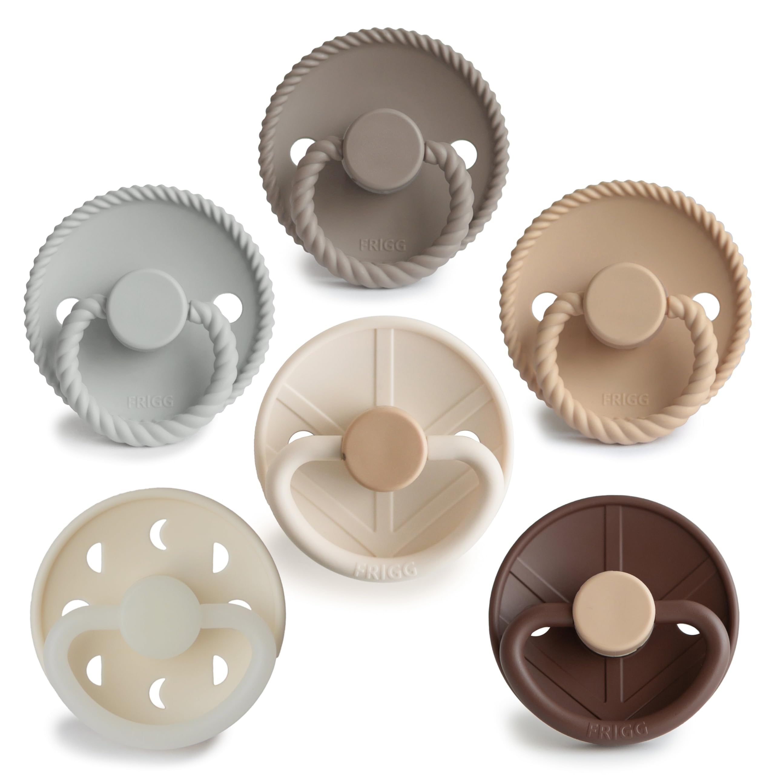 FRIGG SilkySoft pacifier earthy-wonder-pack-6 delivers bedtime soothing.