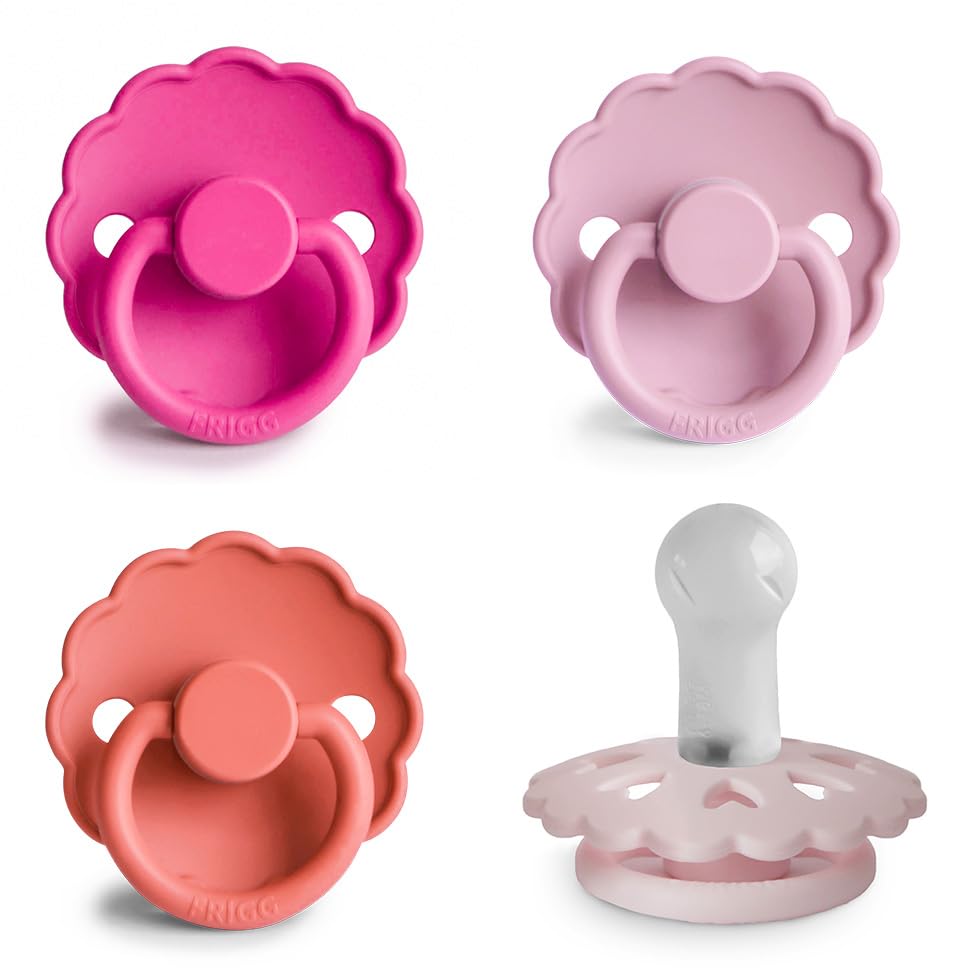 FRIGG SilkySoft pacifier Rose Romance pack front view for gentle soothing