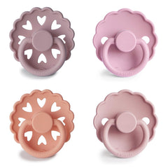 FRIGG SilkySoft pacifier Sunset Bliss close-up of silky-soft silicone nipple for gentle soothing.