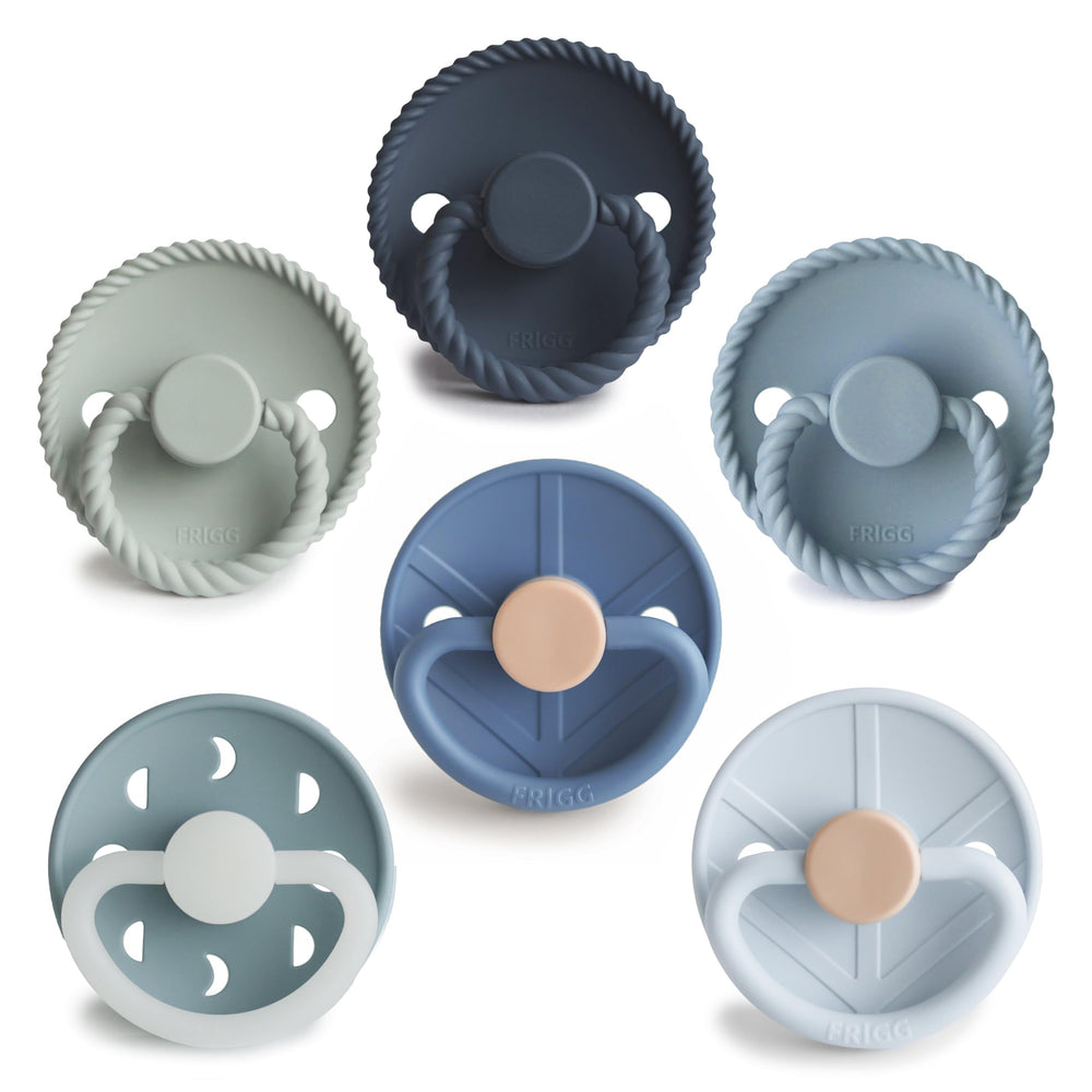 FRIGG SilkySoft pacifier nipple close-up showing silky-soft silicone for gentle soothing.