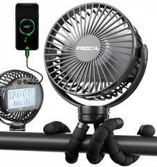 FRIZCOL portable stroller fan on stand delivers all-day breeze outdoors