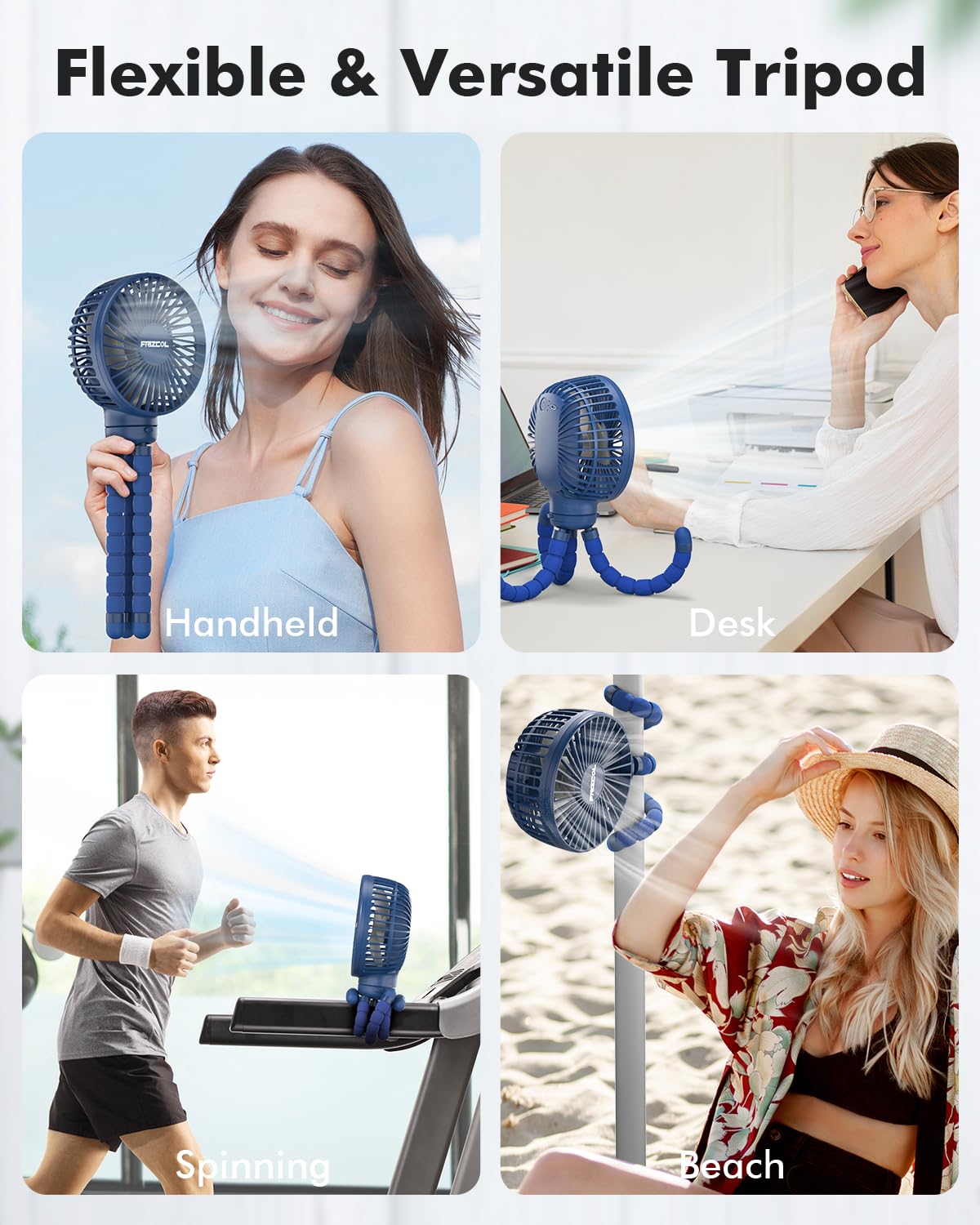 FRIZCOL compact, lightweight fan for desk, car, or camping trips.