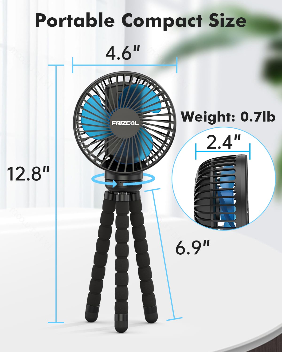 FRIZCOL stroller fan ideal for outdoor use at beach or camping.