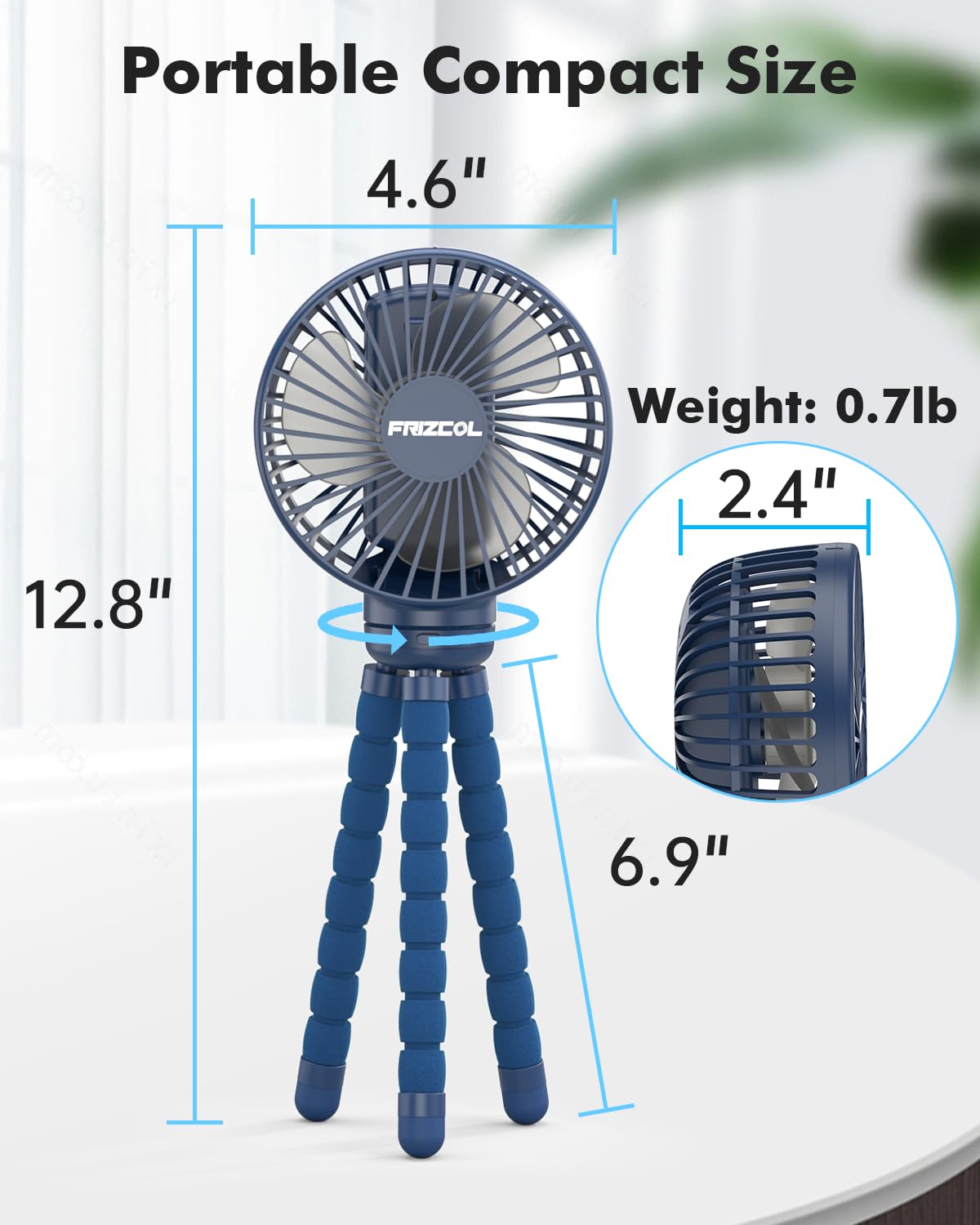 FRIZCOL stroller fan for beach and gym outings delivers breeze on demand.