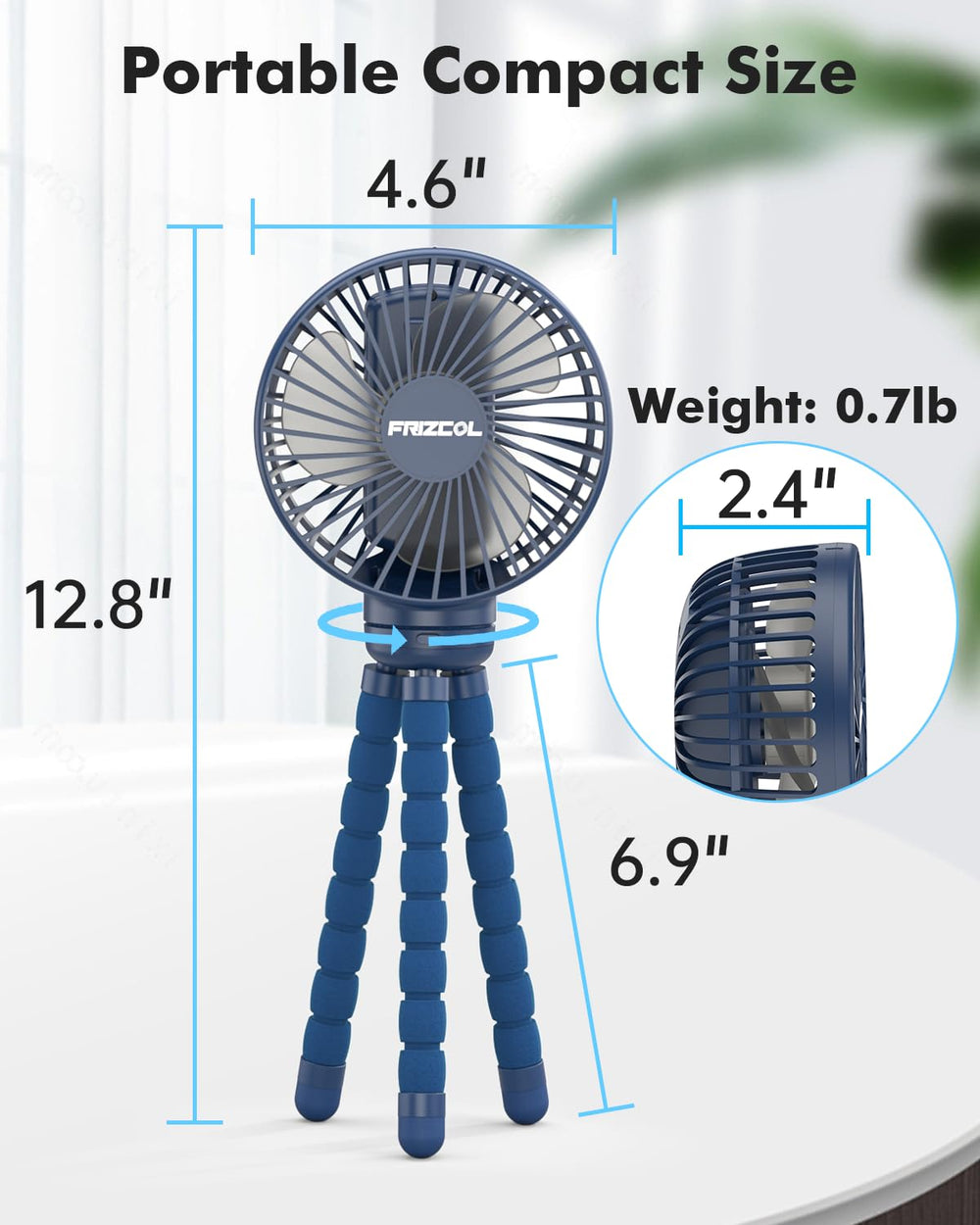 FRIZCOL stroller fan for beach and gym outings delivers breeze on demand.