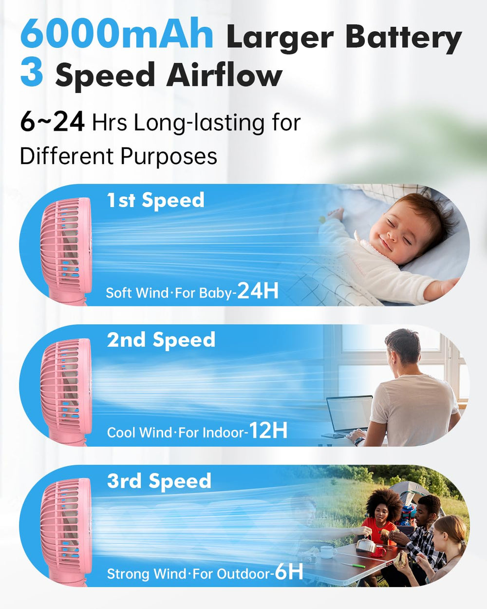 FRIZCOL stroller fan pink low-noise operation suitable for baby sleep