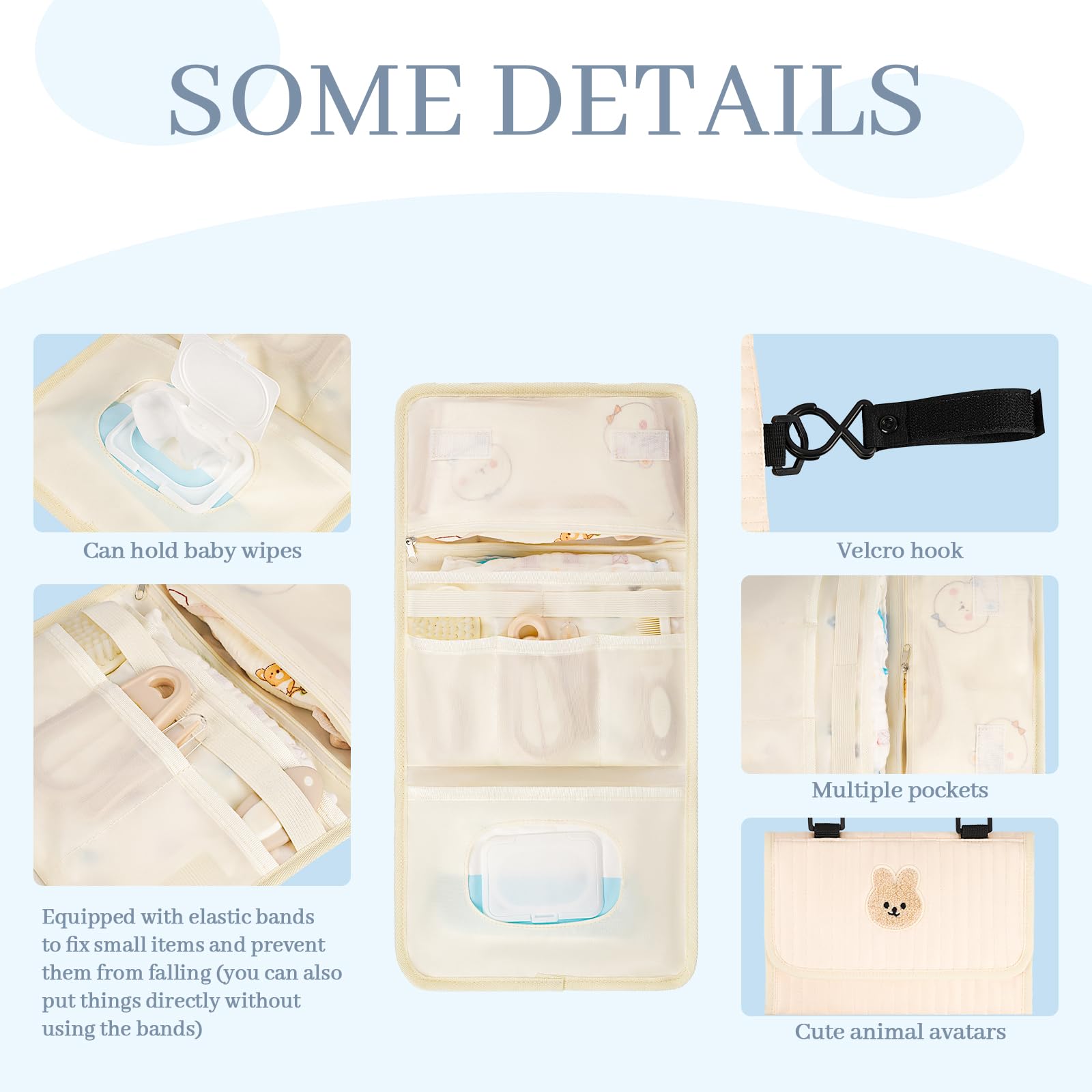 Frjjthchy diaper bag organizer elastic band secures small items during travel.