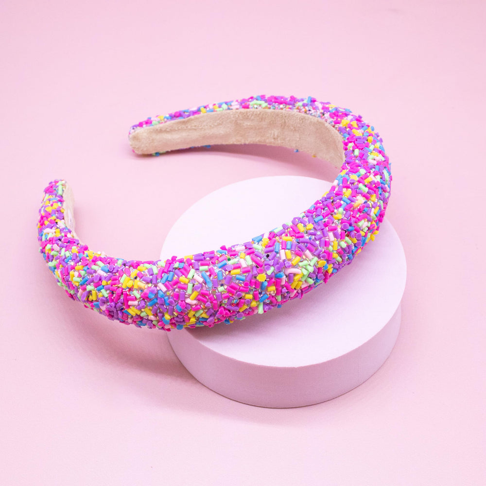 FROG SAC Rainbow sprinkles headband, a gift-ready fashion accessory.