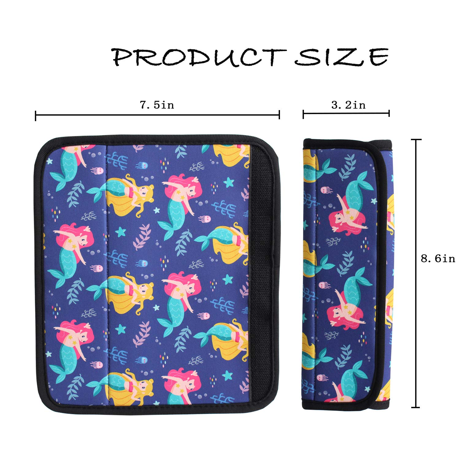 FRRIOTN two-pack kids seat belt covers close-up of soft neoprene fabric.