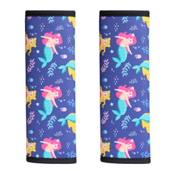 FRRIOTN Mermaid seat belt pad, front view, adds cozy cushioning for kids on car trips.