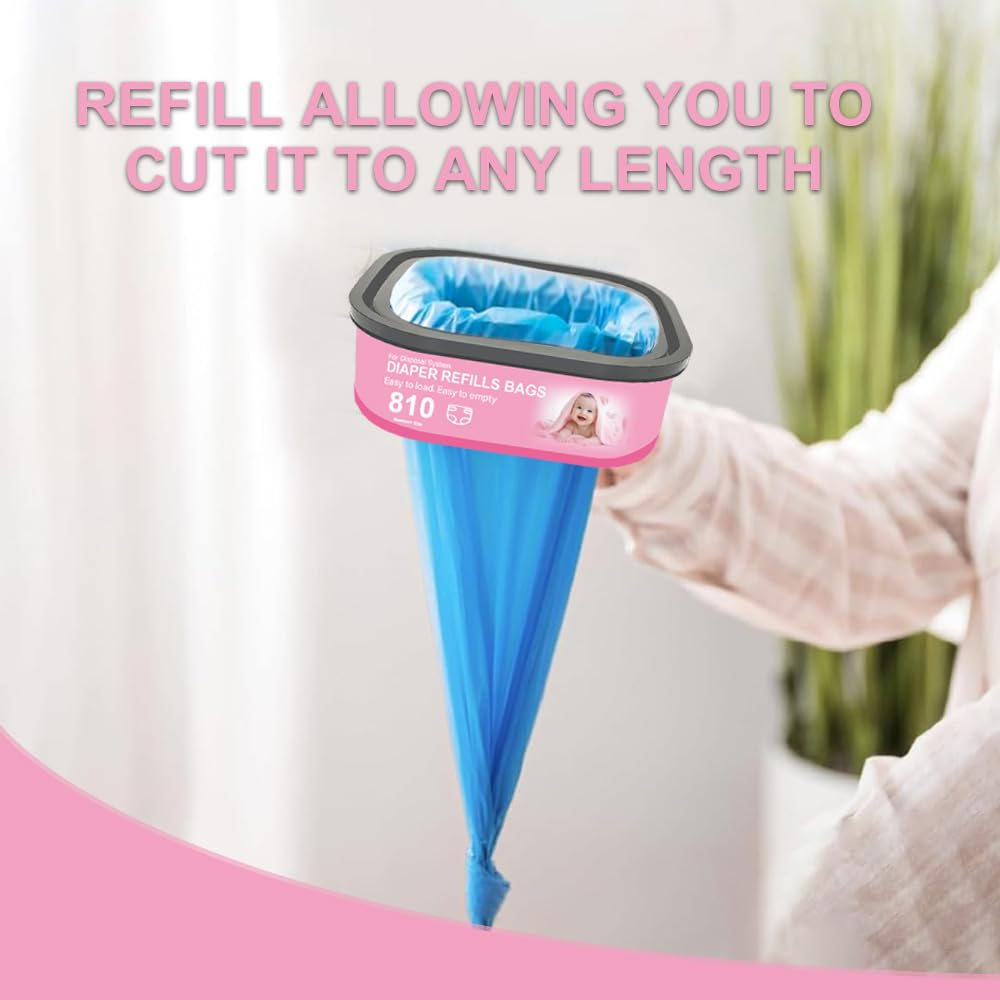 FRTKYGY holds up to 810 newborn diapers per refill, reducing refills.