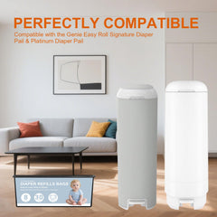FRTKYGY Platinum compatibility image highlights seamless use with Platinum diaper pails.