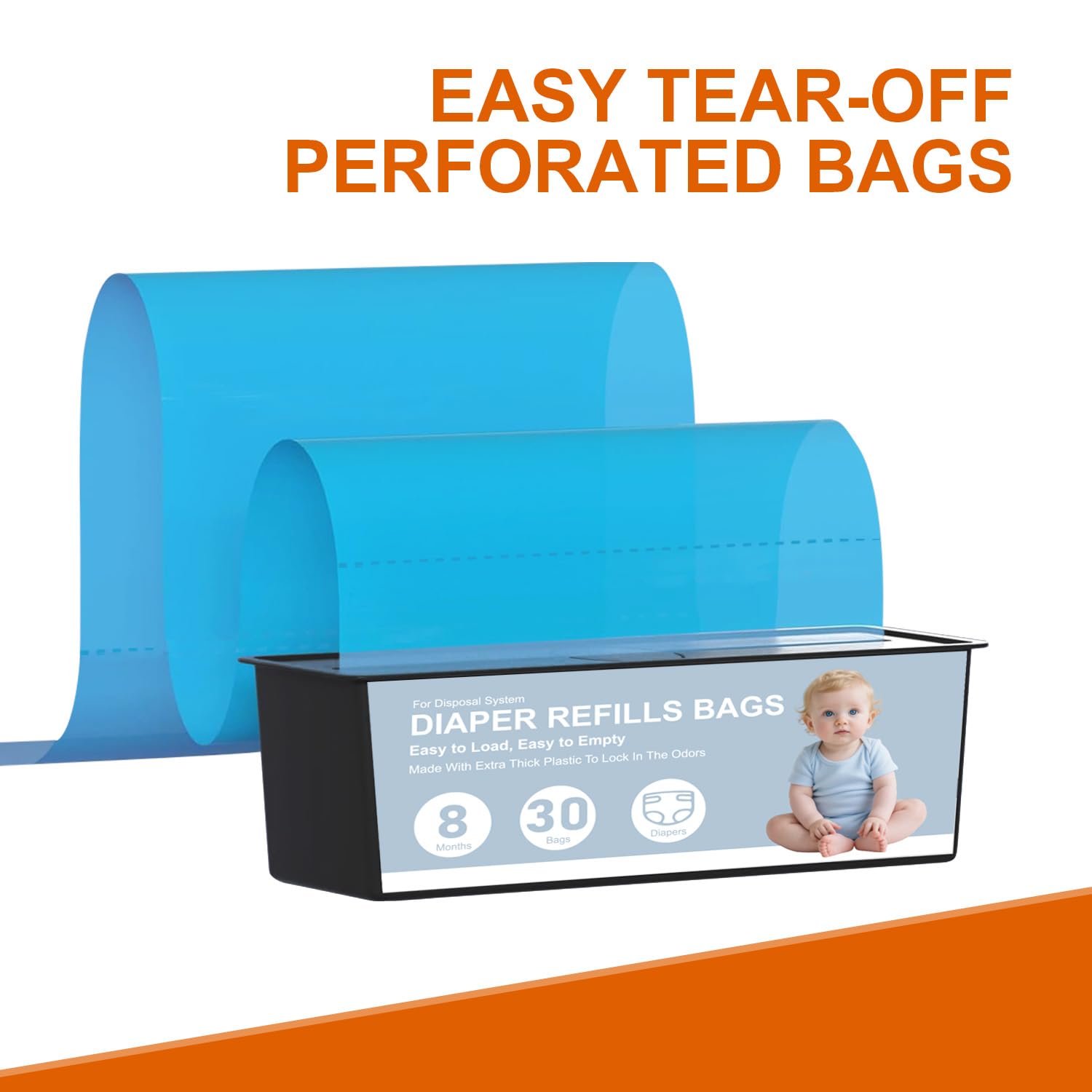 FRTKYGY tear-resistant bags close-up showcases durability during diaper disposal.