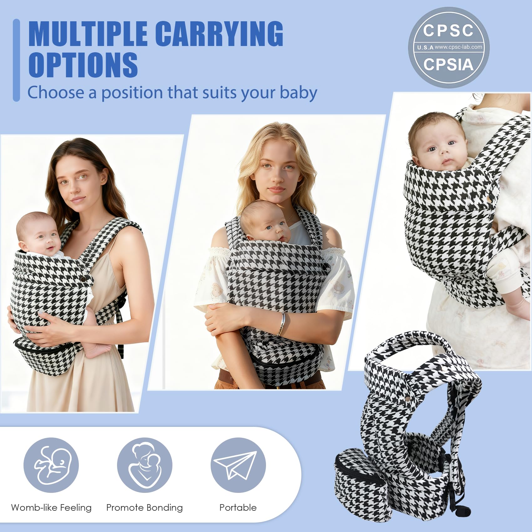 FRTUI baby carrier adjustable shoulder straps adapt to different body types