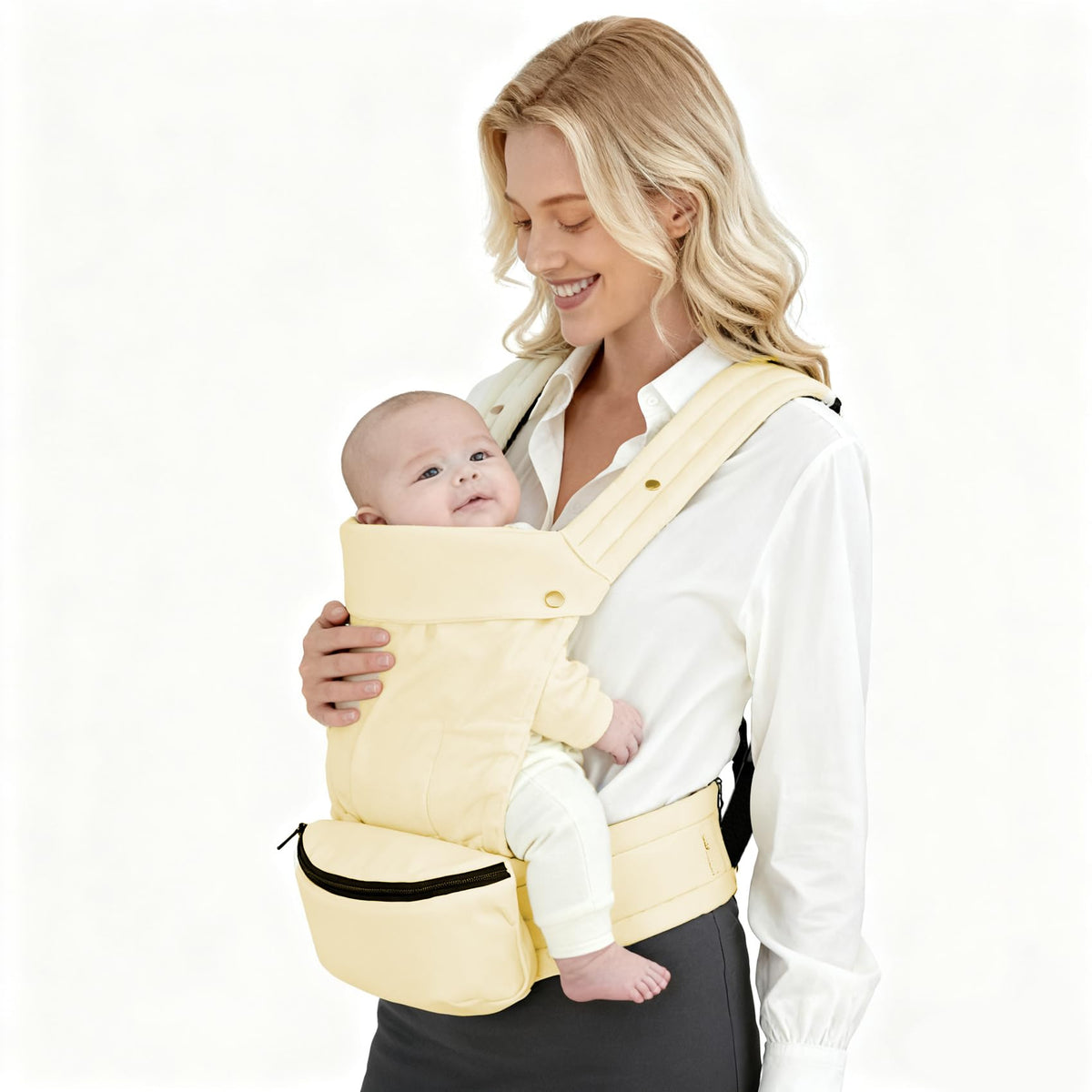 FRTUI baby carrier almond yellow front view for everyday wear