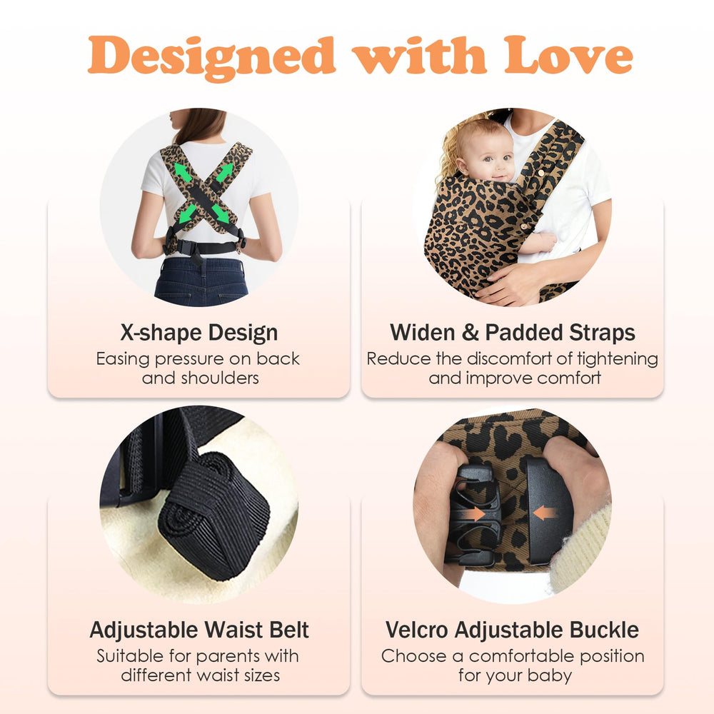 FRTUI baby carrier back carry mode demonstrates hands-free wear.