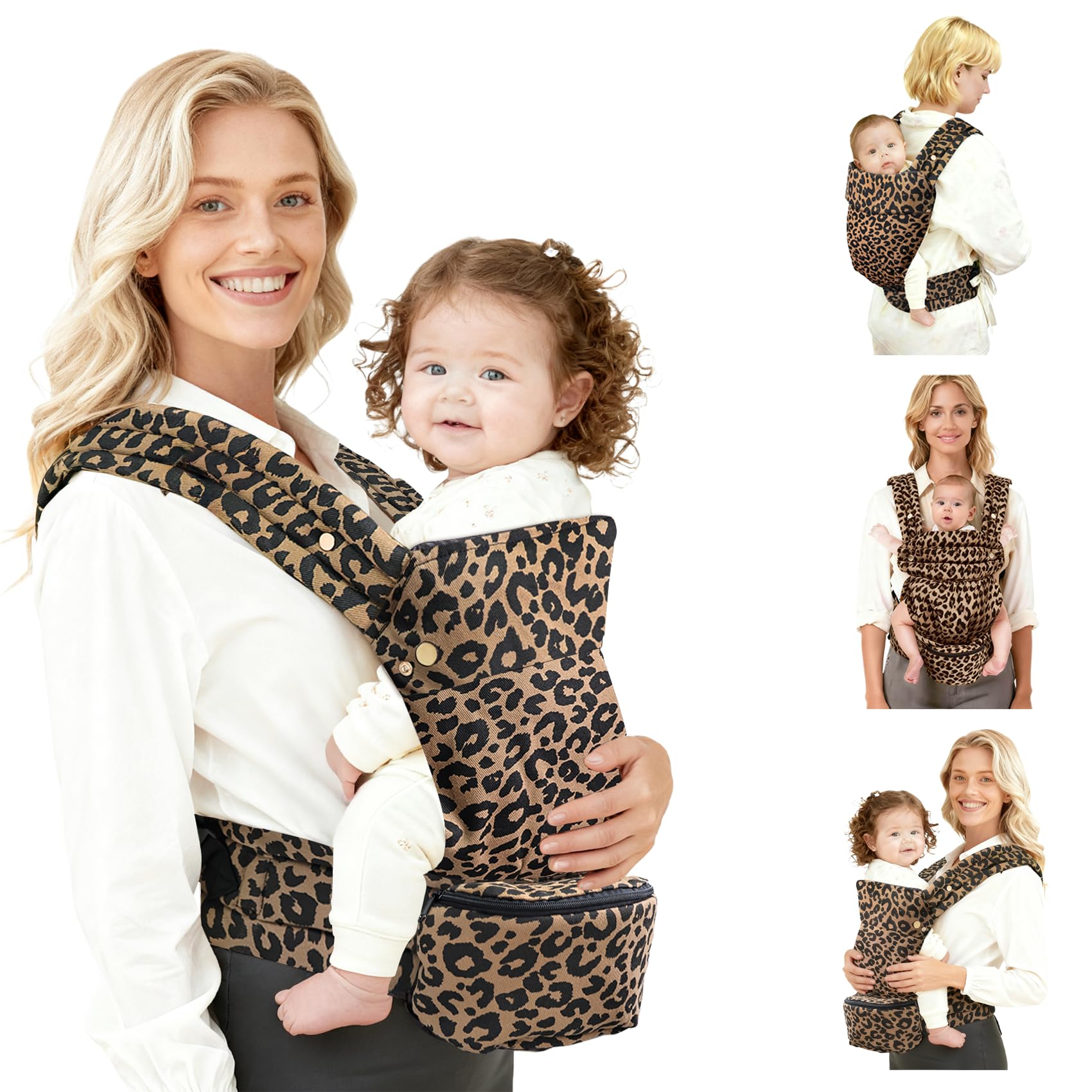 FRTUI baby carrier front view with ergonomic M-shaped seat for secure positioning.