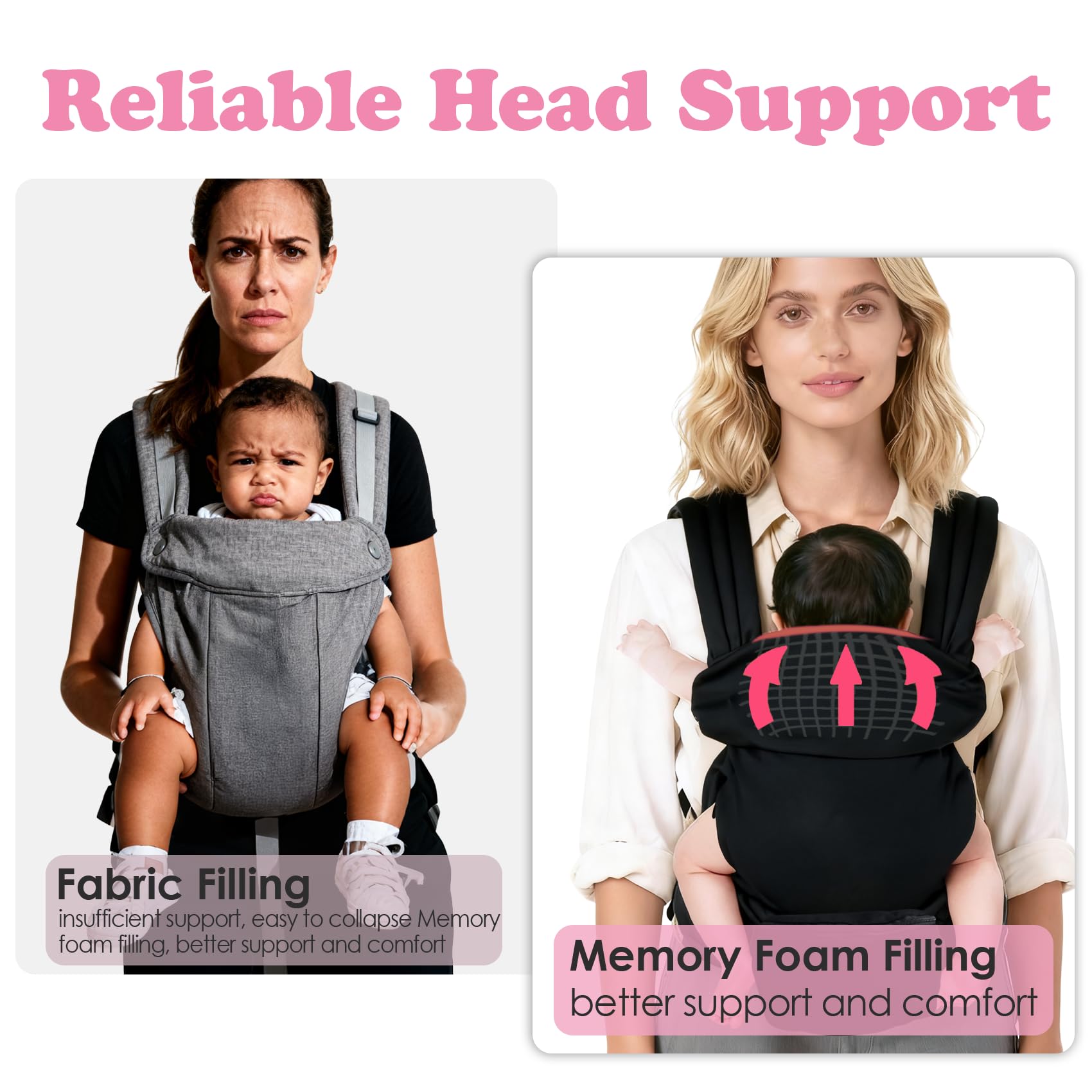 FRTUI Baby Carrier forward-facing view highlights visibility-friendly design with multiple carrying positions