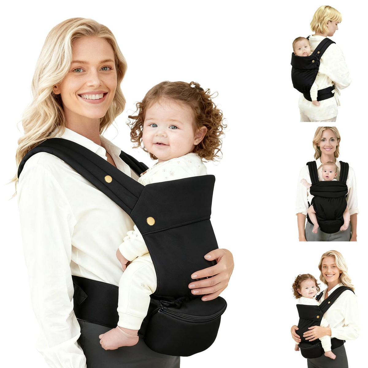 FRTUI Baby Carrier front view shows ergonomic support for growing babies