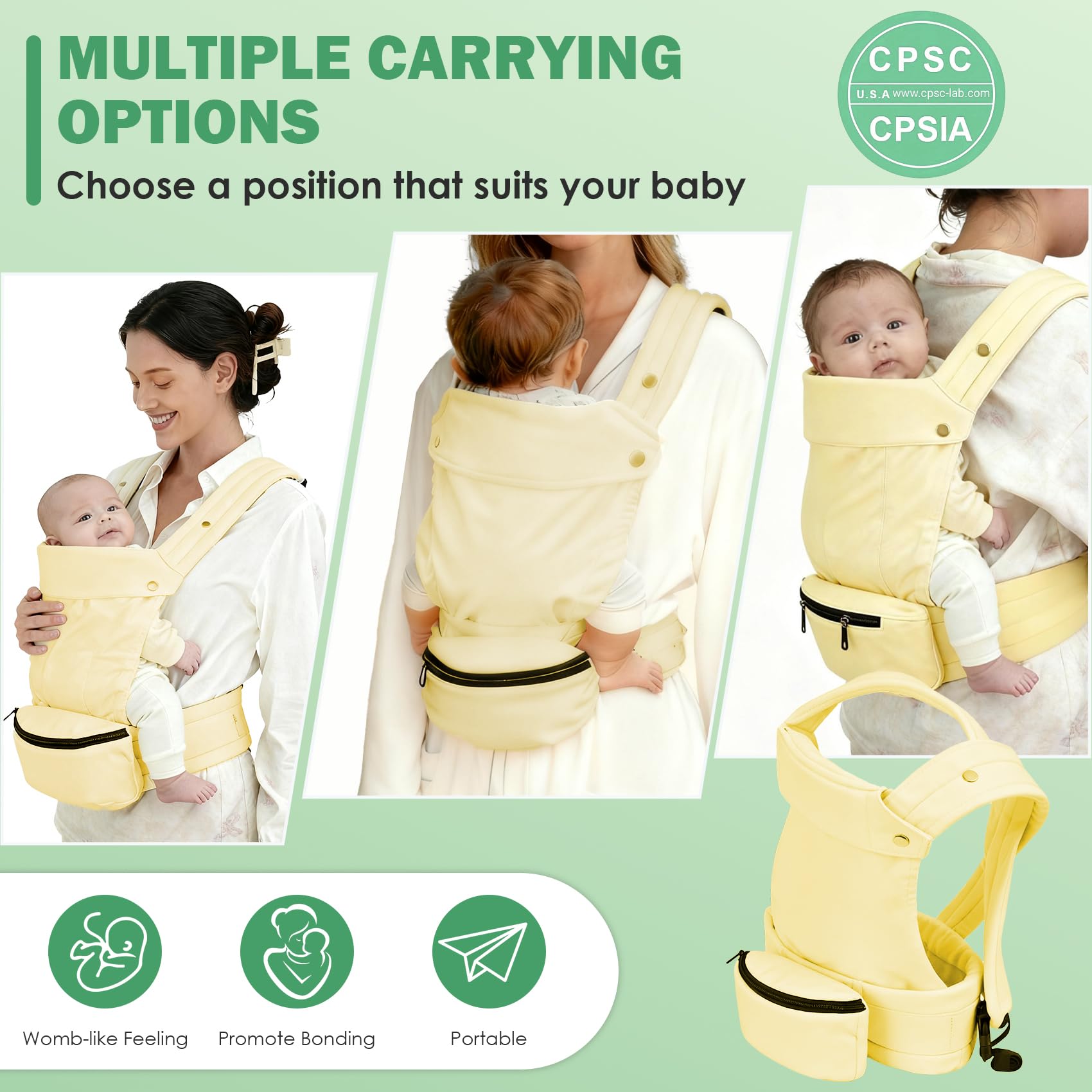 FRTUI baby carrier in use with infant during a nap for cozy support