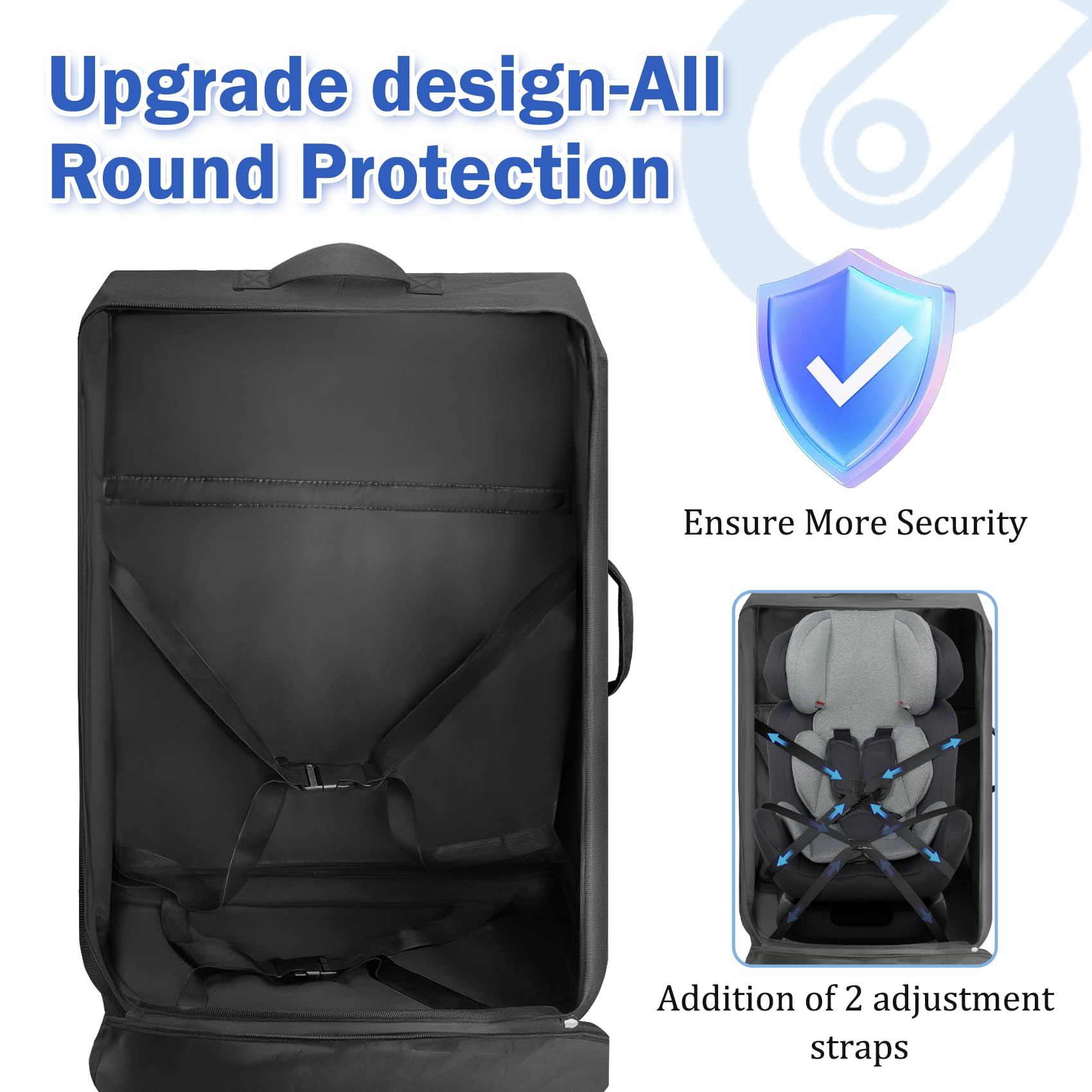 FRTUI carseat travel bag durable 900D fabric protects from rain and tears.