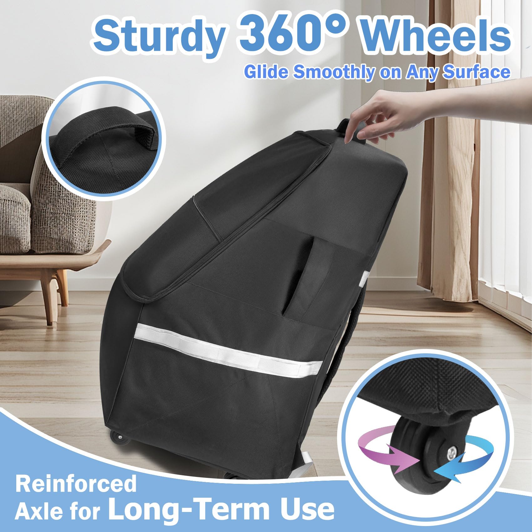 FRTUI carseat travel bag folds flat for compact storage.