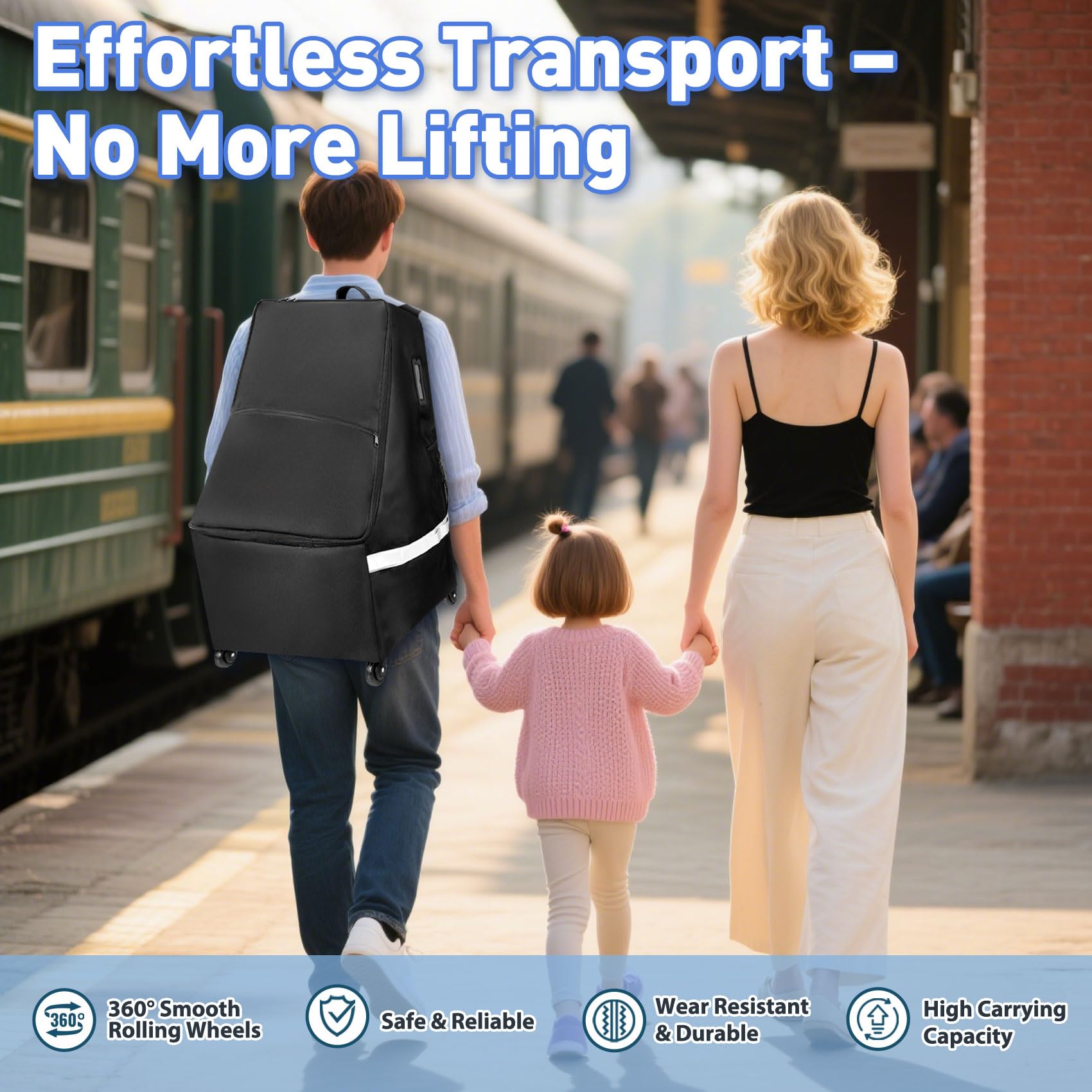 FRTUI carseat travel bag padding protects seats during transit.