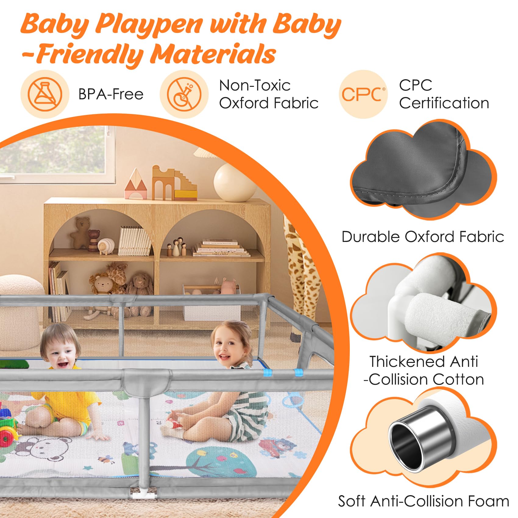 FRTUI extra-large playpen highlights 30 sq ft space for crawling