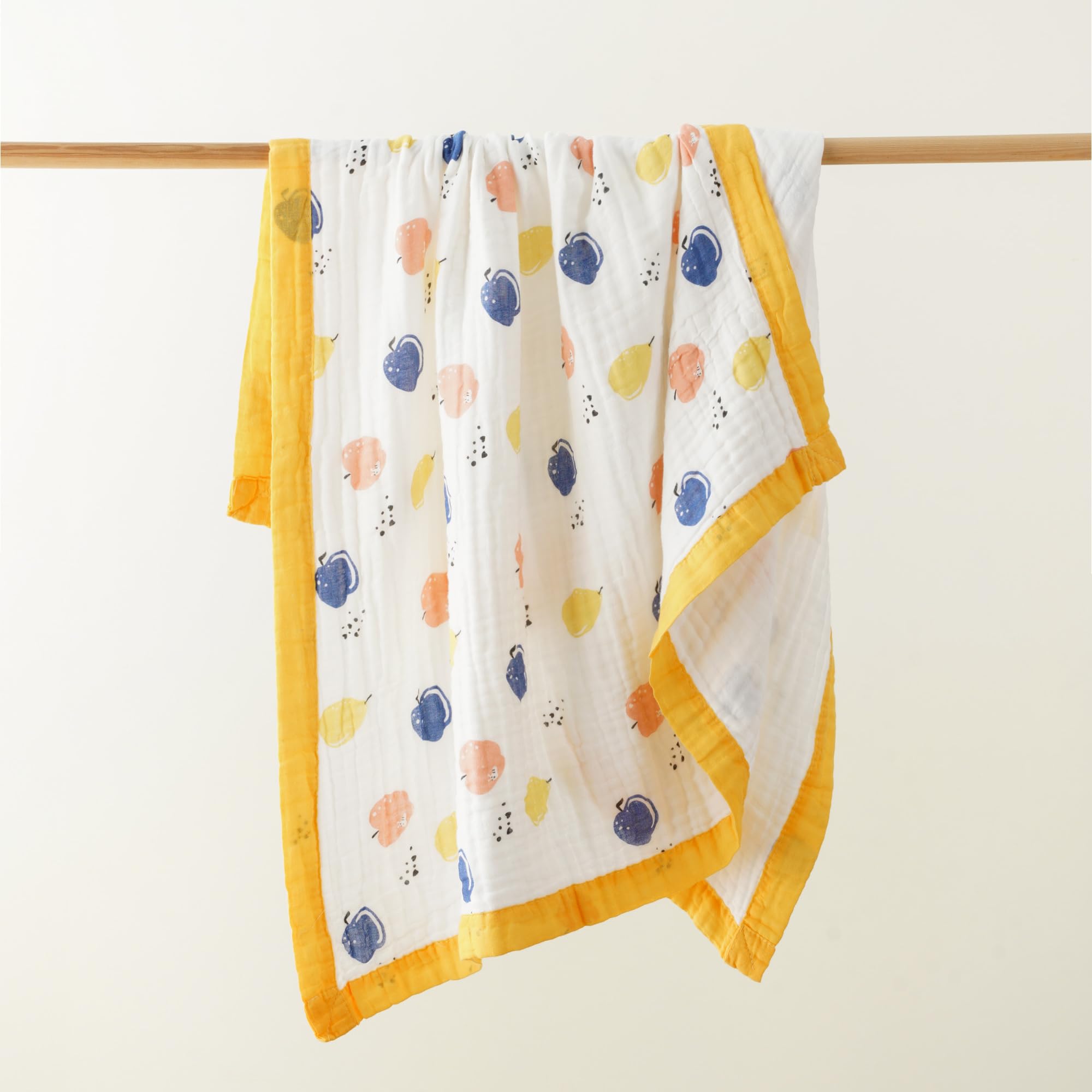 Fruit Muslin Baby Blanket lightweight design travels well for trips.