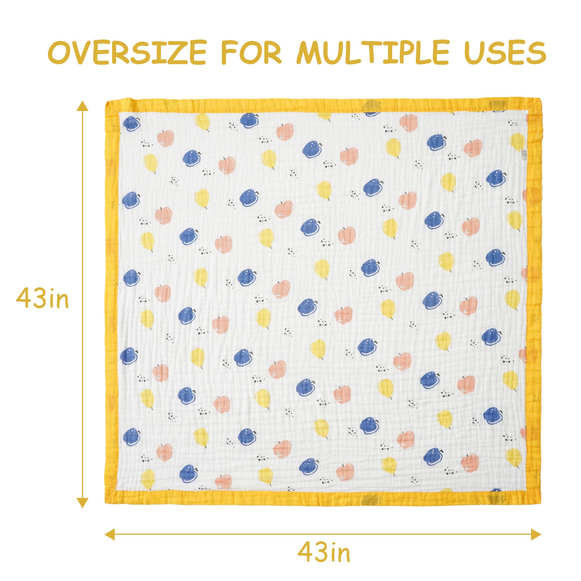 Fruit Muslin Baby Blanket stroller-cover provides lightweight warmth on the go.