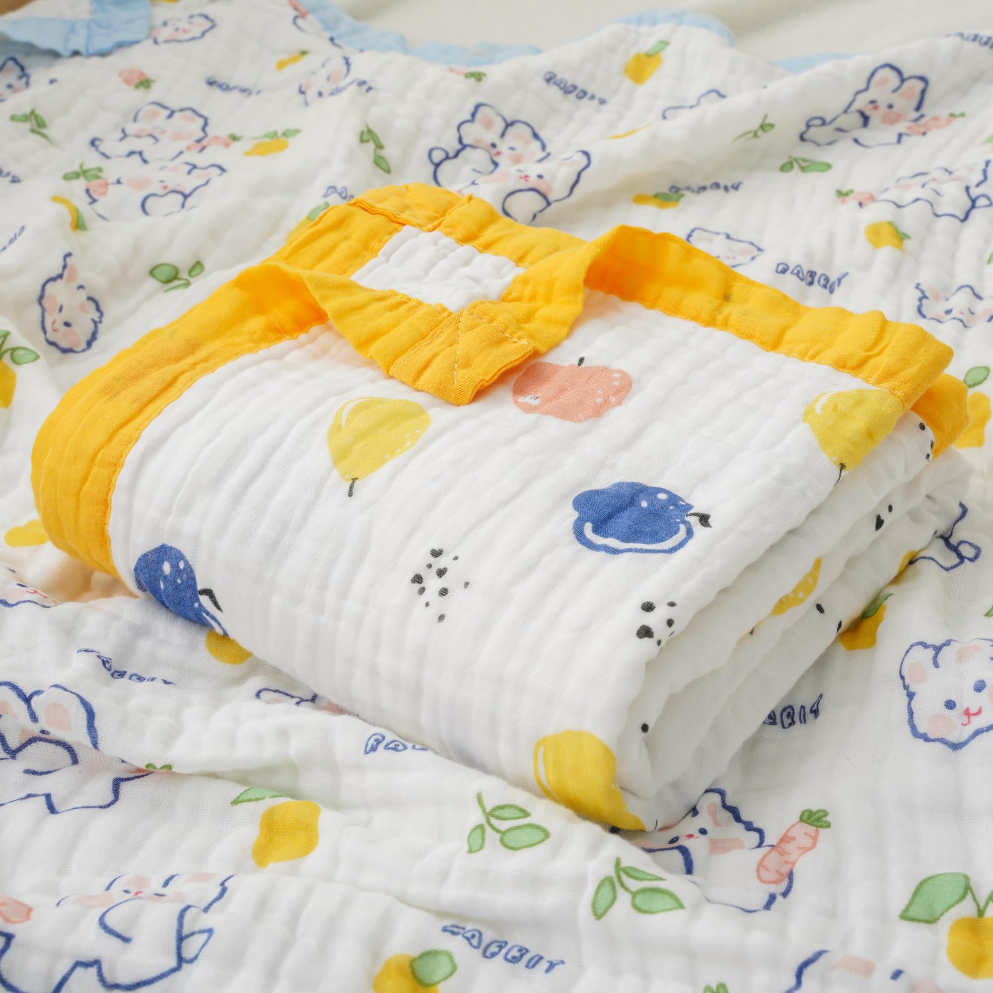 Fruit Muslin Baby Blanket swaddle shows cozy softness for safe soothing nights.