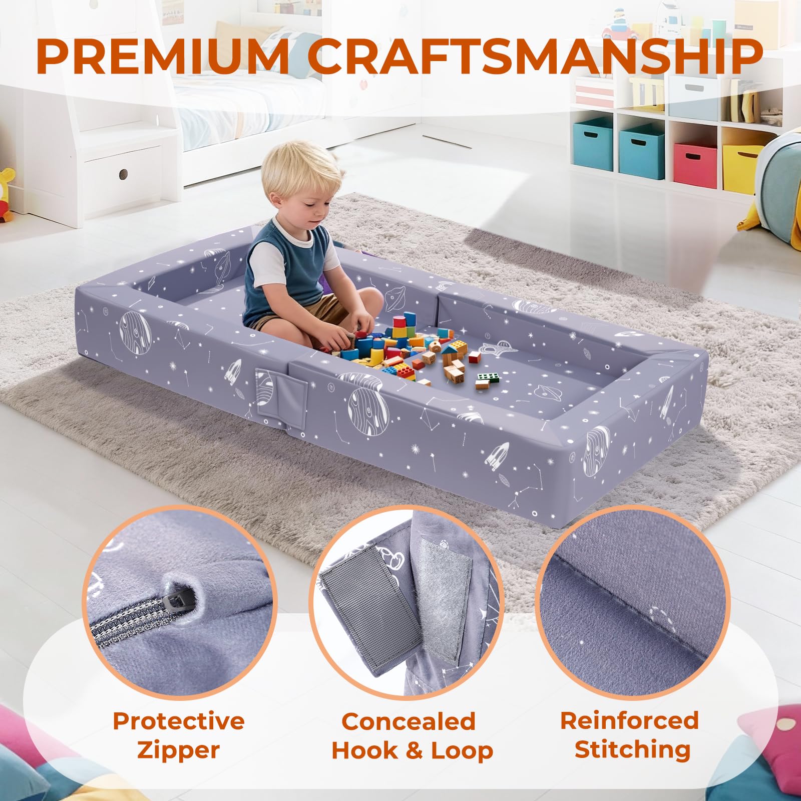 FRUITEAM 3-in-1 toddler bed compact fold-open transformation