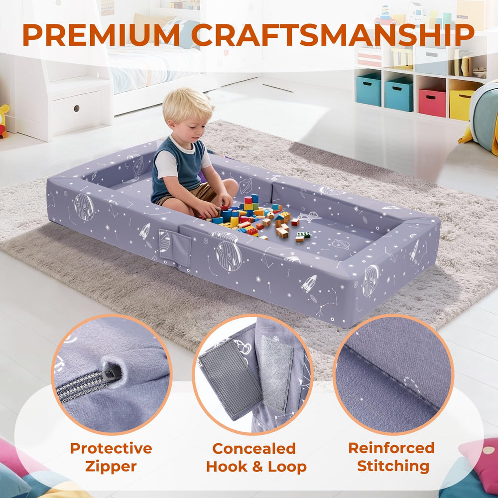 FRUITEAM 3-in-1 toddler bed compact fold-open transformation