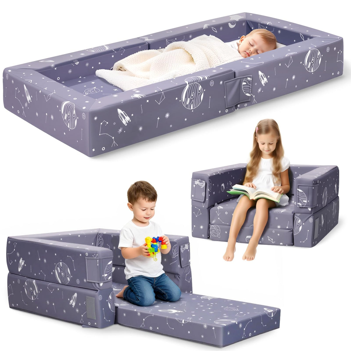 FRUITEAM 3-in-1 toddler bed guardrails for secure sleep space