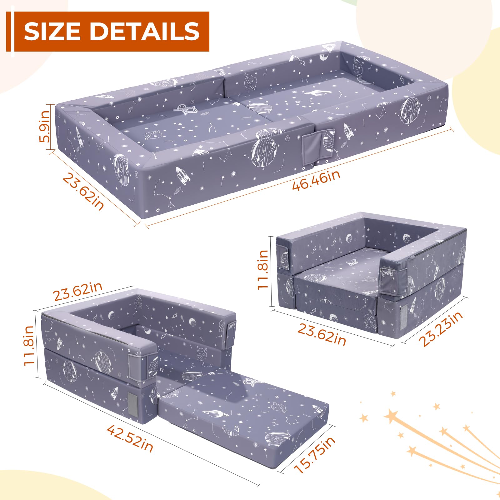 FRUITEAM 3-in-1 toddler bed travel-ready compact design
