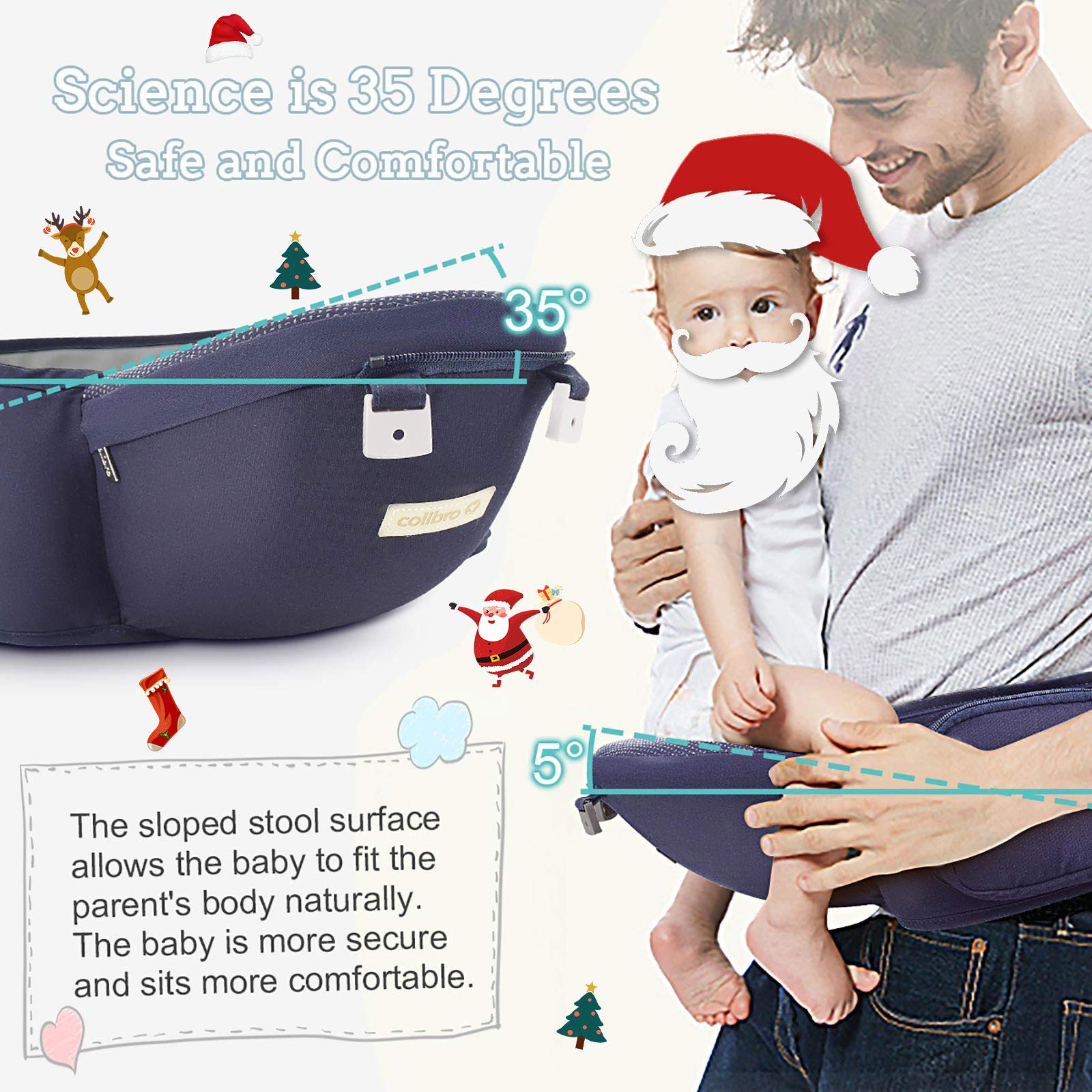 FRUITEAM 6-in-1 baby carrier navy soft cotton against baby’s skin.