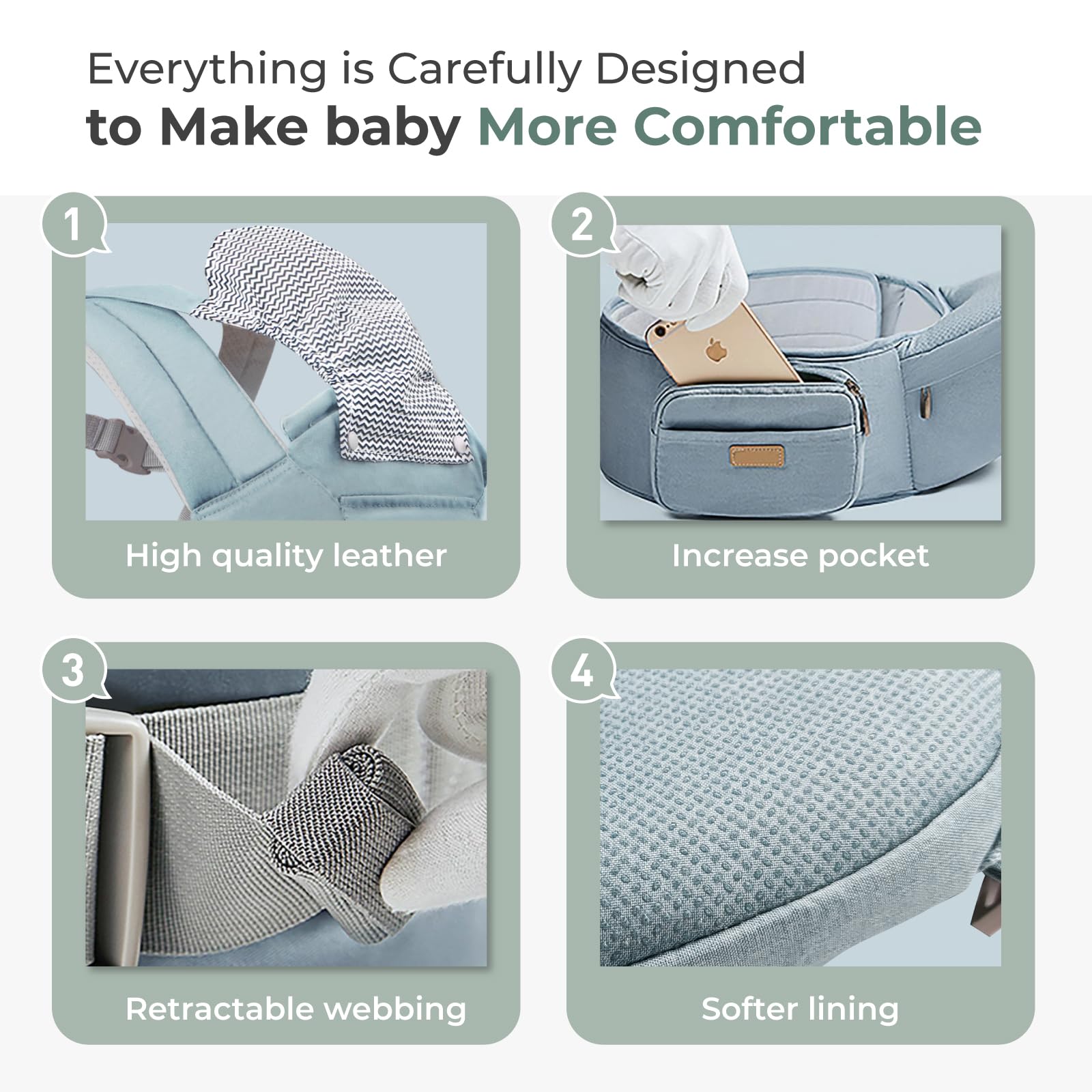 FRUITEAM 6-in-1 carrier hidden pockets for on-the-go storage