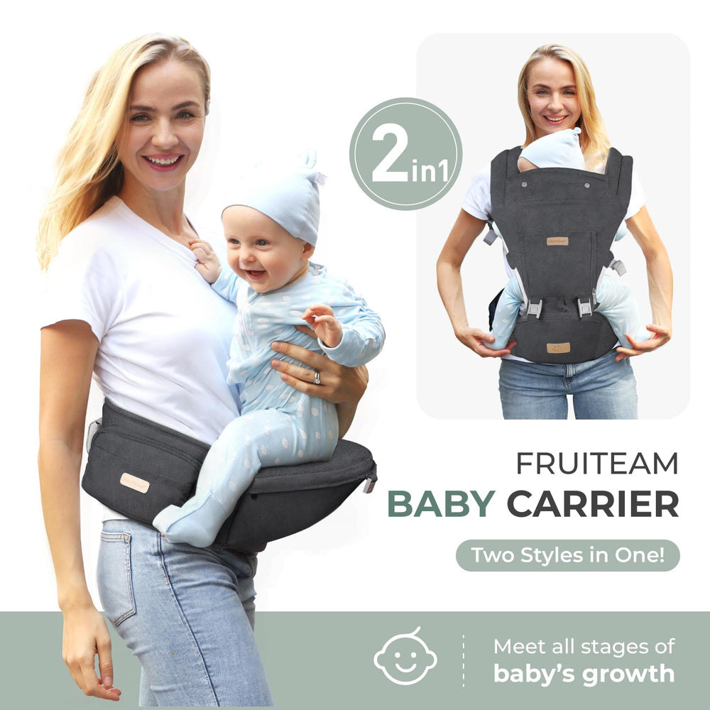 FRUITEAM baby carrier 6in1 back-carry distributes weight for longer wear.