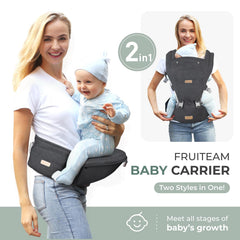 FRUITEAM baby carrier 6in1 back-carry distributes weight for longer wear.